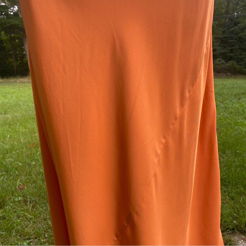 AYR DRESS MAXI ORANGE SILK SLIP ON SPAGHETTI STRAP SIZE S - Picture 4 of 12